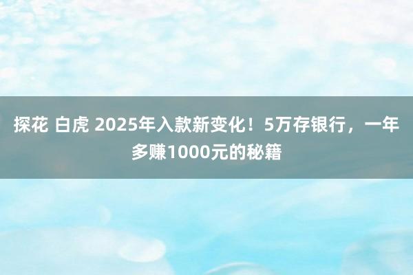 探花 白虎 2025年入款新变化！5万存银行，一年多赚1000元的秘籍