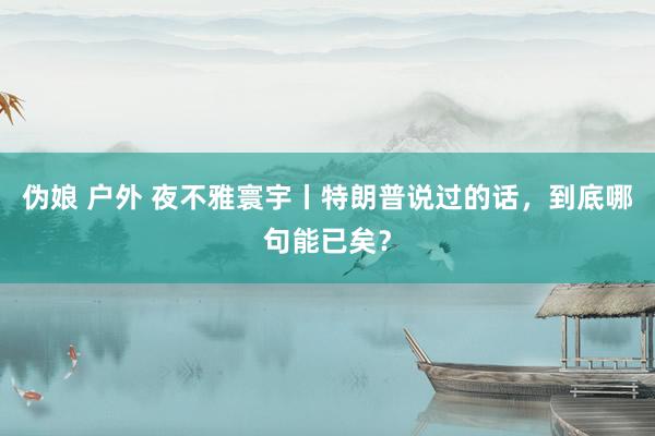 伪娘 户外 夜不雅寰宇丨特朗普说过的话，到底哪句能已矣？